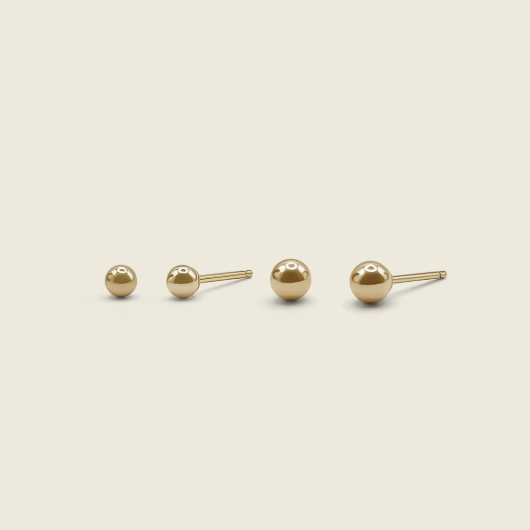 Classic 14K Gold Filled Ball Earring Bundle – timeless, versatile earrings that add understated elegance to any style.
