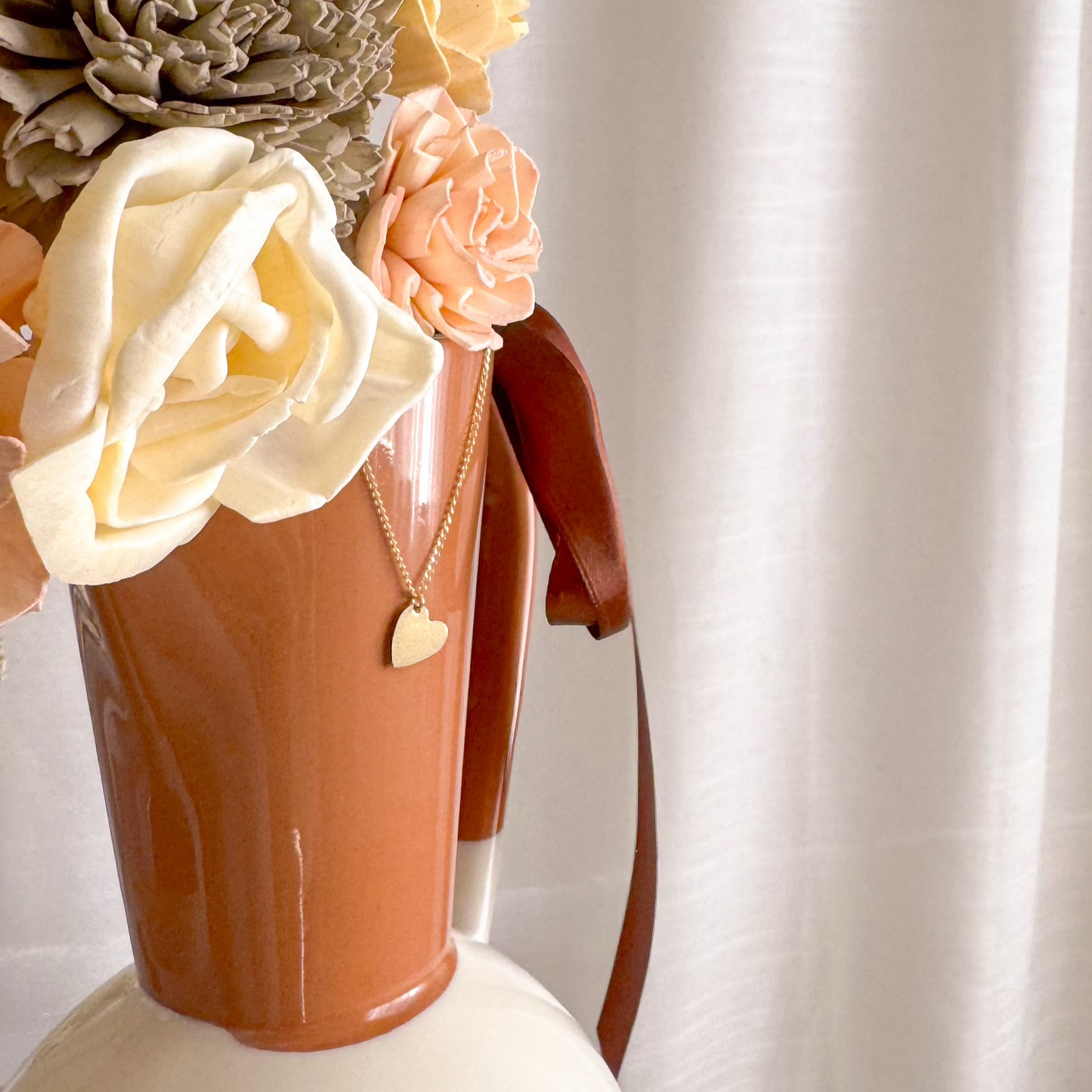 heart shaped 14k gold filled charm necklace with flowers