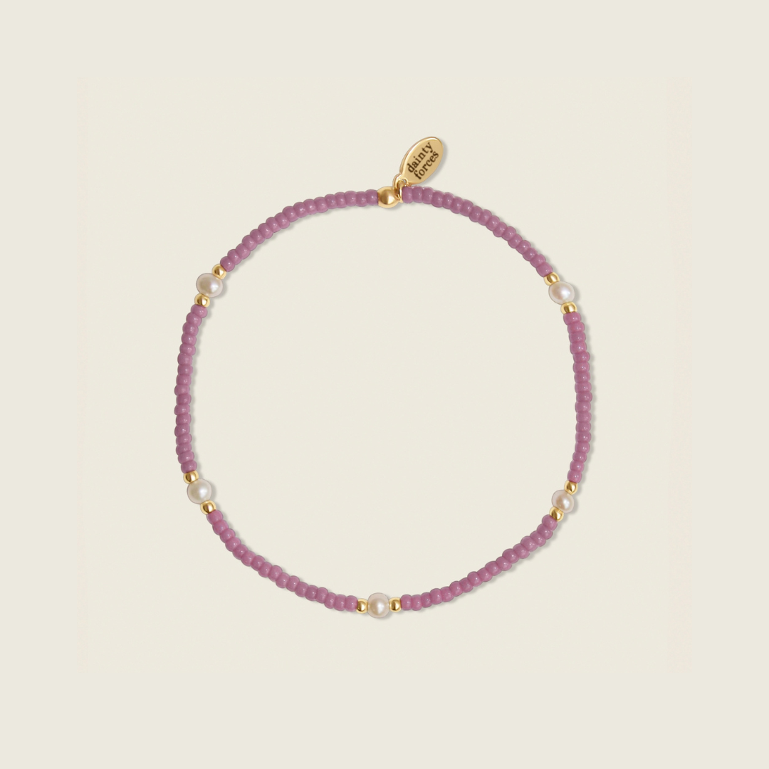 Mystic Tides Bracelets crafted with light purple, 14k gold filled beads and freshwater pearls