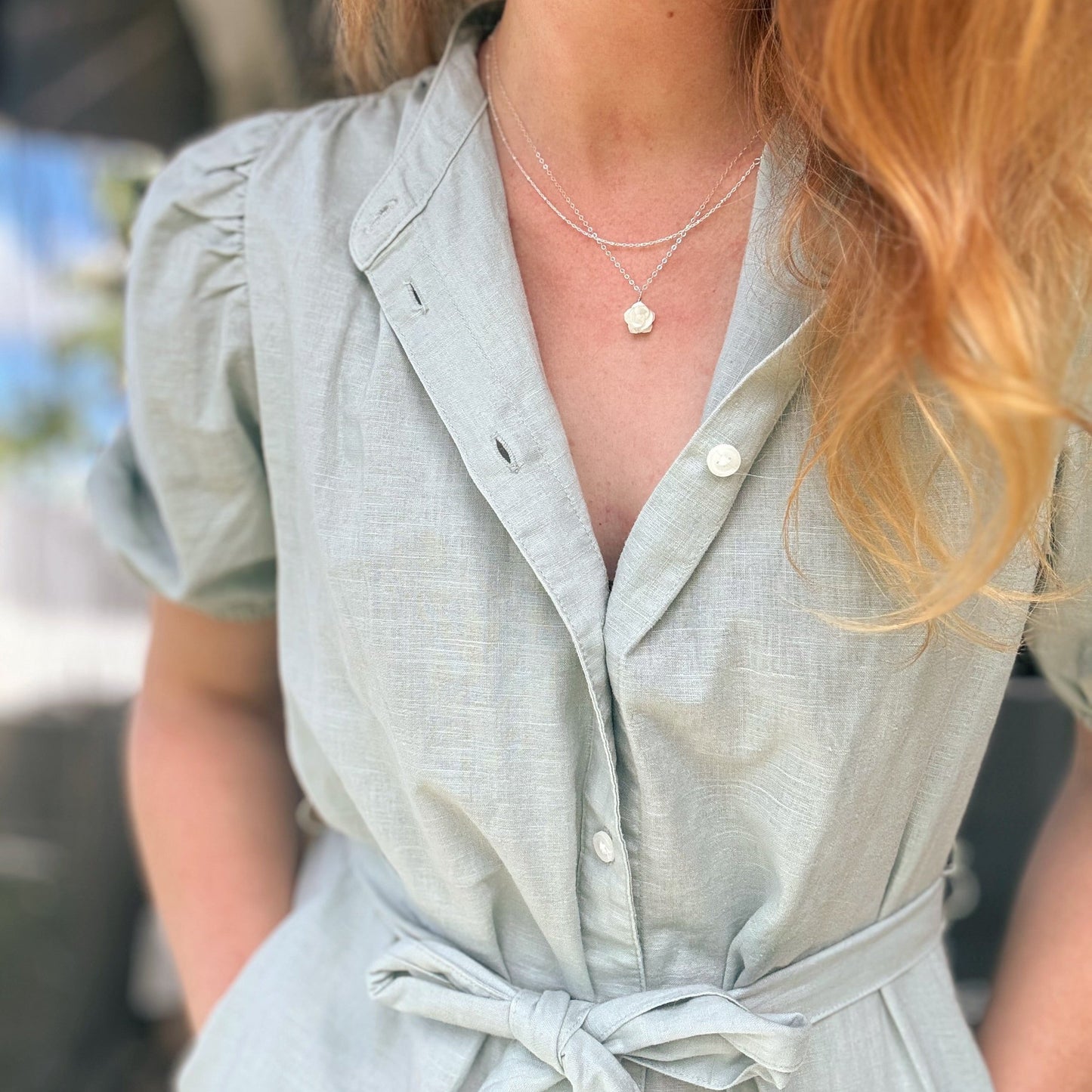 The Rose Necklace paired with the Stars in the Sky Satellite Chain in Sterling Silver – a stunning combination of elegance and celestial charm. Perfect for layering and adding a timeless touch to any outfit. Shop this sterling silver jewelry set today