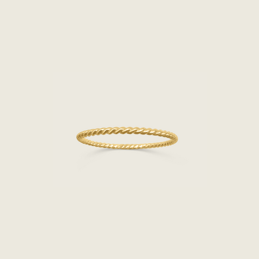 Twisted Ring – Handmade in 14K Gold Filled, featuring a unique and elegant twisted design. Perfect for stacking or wearing alone, this timeless piece adds a touch of sophistication to any jewelry collection.