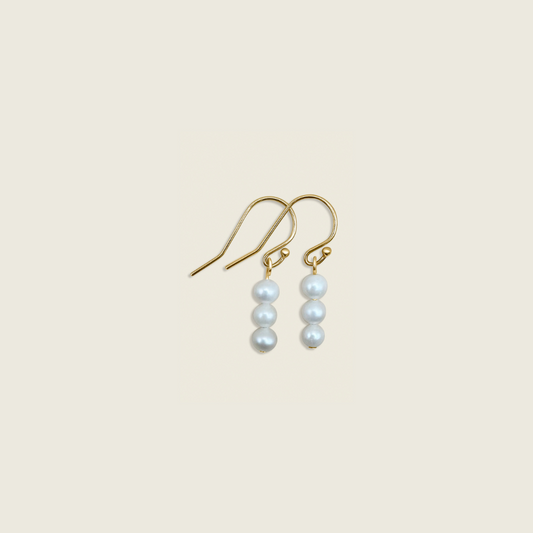 3-drop pearl earrings in gold filled – elegant, statement jewelry perfect for elevating everyday style or special occasions.