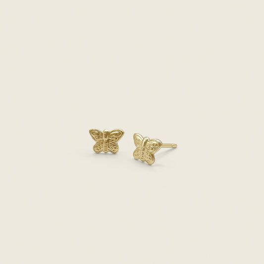 14K gold filled butterfly stud earrings – a delicate and elegant accessory designed to add a touch of whimsy and sophistication to any look.