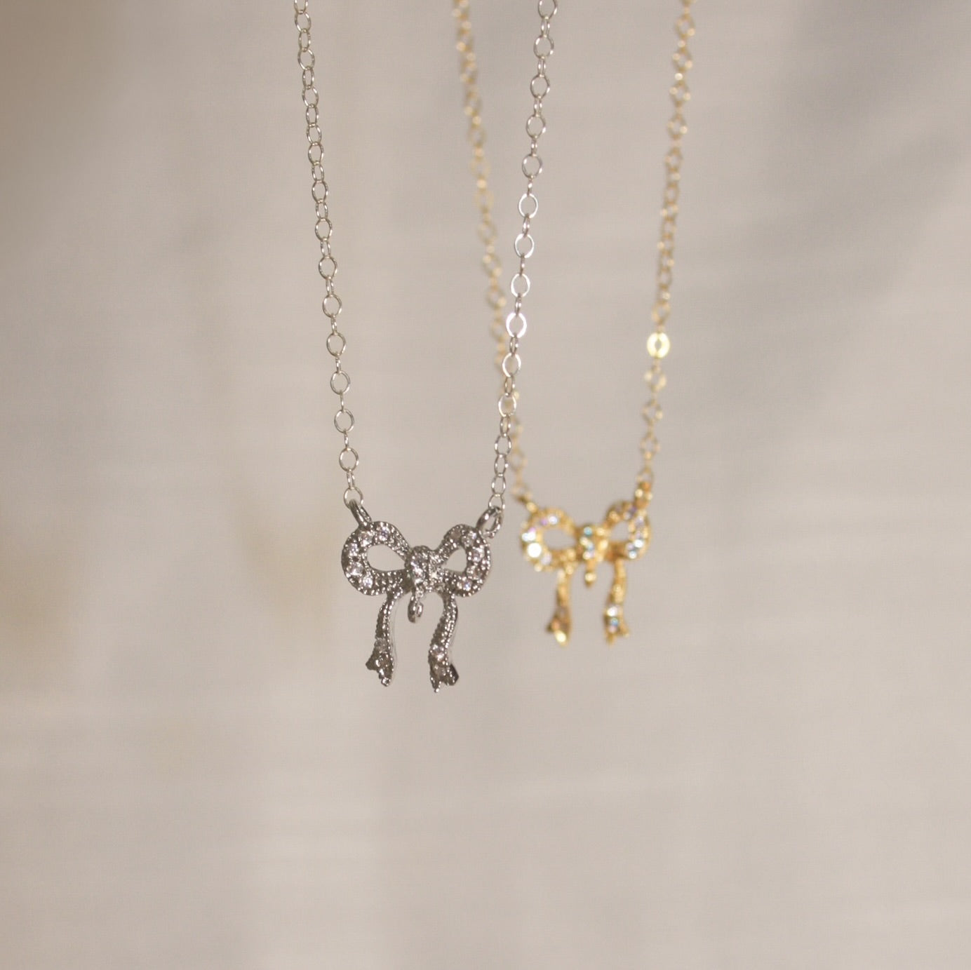 Clara Bow CZ Necklace in Gold Filled and Sterling Silver product photo dainty made for everyday wear