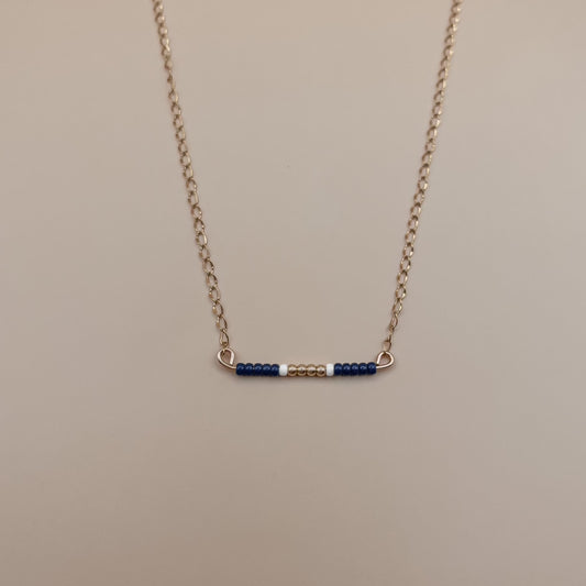 Navy Beaded Bar Necklace