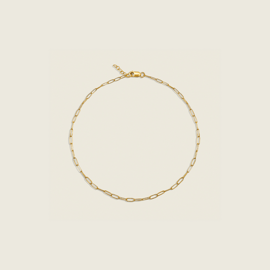 Paperclip Anklet – a dainty, stylish accessory featuring a trendy paperclip chain design. Perfect for adding a modern, minimalist touch to your everyday look.