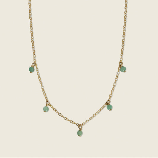 Timeless Emerald Necklace made with emerald ore and 14k gold filled
